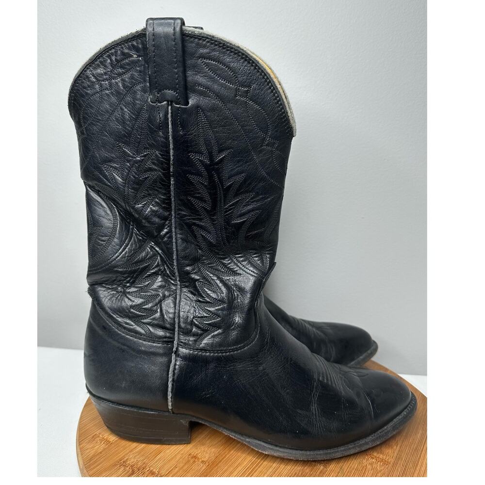 Vintage Nocona Black Leather Cowboy Boots Men's Size 10